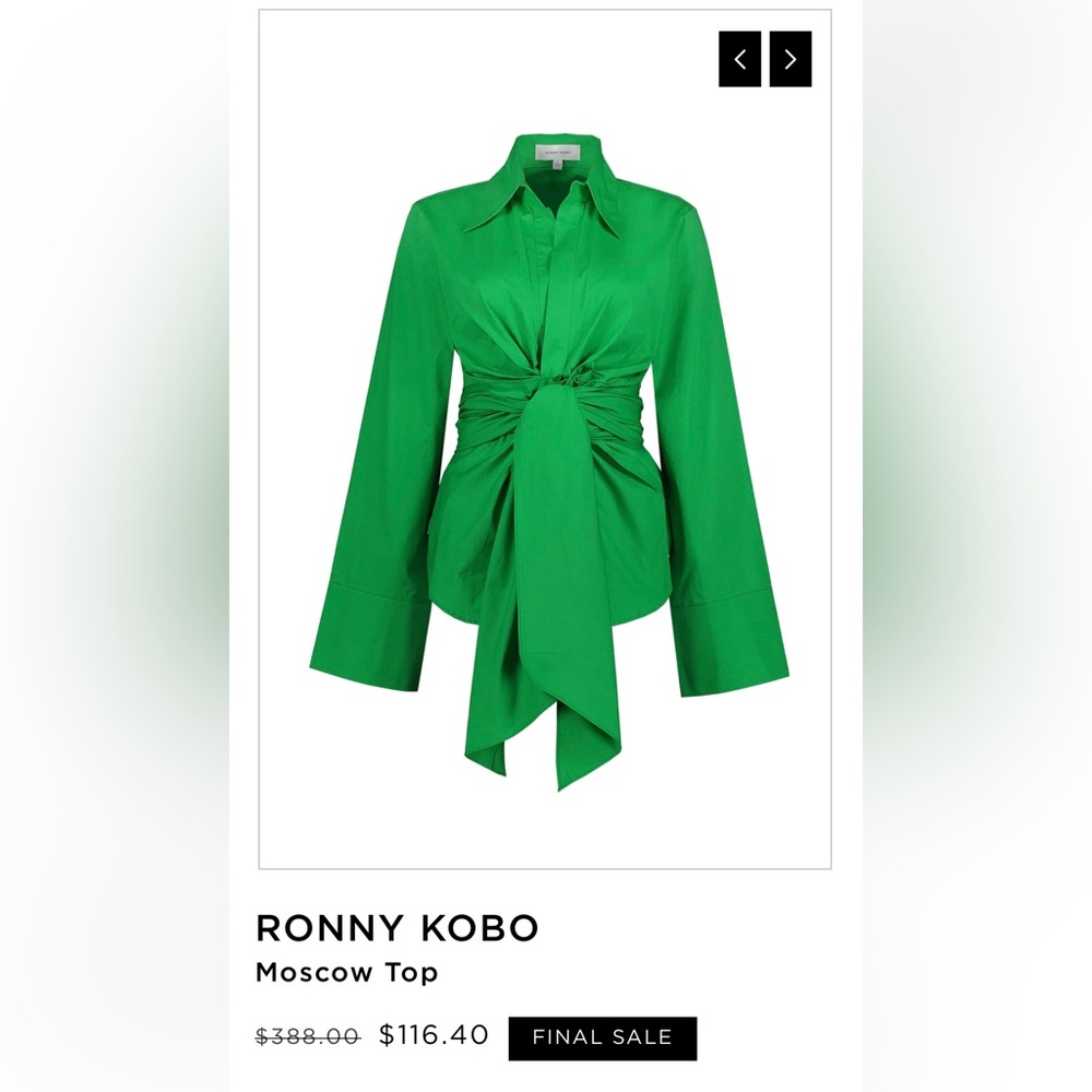Ronny Kobo Moscow Tie-Waist Shirt Size M Pre-owned